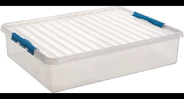 Sunware Q-line opbergbox 60L - 80x50x 18 cm - Transparant/Blauw