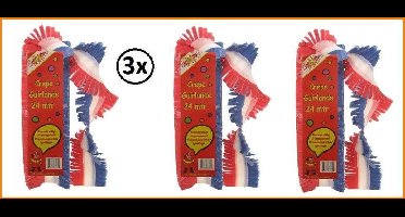3x Crepe guirlande bedrukt rood/wit/blauw 24m brandveilig - WK Holland Nederland thema feest festival evenement party Koningsdag