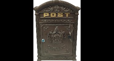 MadDeco - Gietijzeren brievenbus - aluminium - wandbrievenbus - vintage look- 31.5 x 9.5 x 45 cm - bruin