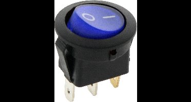Schakelaar - blauw - 12 volt - 35A - verlicht rond - 3 pins