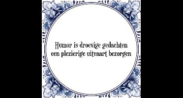 Tegeltje met Spreuk (Tegeltjeswijsheid): Humor is droevige gedachten een plezierige uitvaart bezorgen + Kado verpakking & Plakhanger