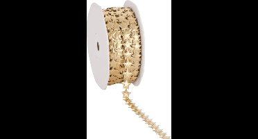 Kerstlint Little Puff Stars Goud - 12mm / 10mtr.