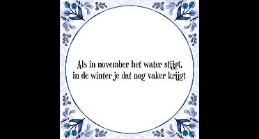 Tegeltje met Spreuk (Tegeltjeswijsheid): Als in november het water stijgt, in de winter je dat nog vaker krijgt + Kado verpakking & Plakhanger