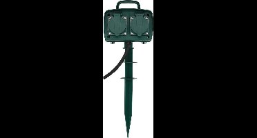 V-TAC VT-1114-3 Adapters & Contactdozen - 4 Wegs - Tuinspiescontactdozen - IP44 - Groen - 3m draad