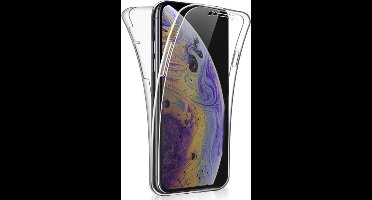 Hoesje geschikt voor iPhone XS Max - 360 Graden Case 2 in 1 Hoes Transparant + Ingebouwde Siliconen TPU Cover Screenprotector