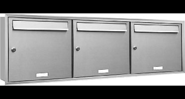 Brievenbus groot 3 adressen met rand (inbouw)