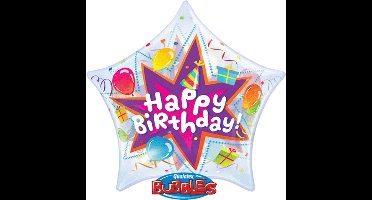 Folieballon - Happy Birthday - Stervormig - Bubble - 56cm - Zonder vulling