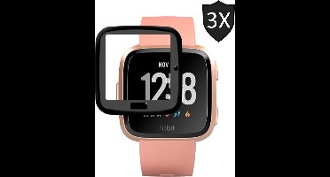 3x Screenprotector geschikt voor Fitbit Versa - Glazen Gehard Full Screen Cover Volledig Beeld