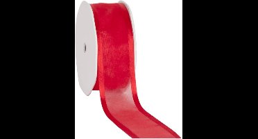 Satin edge Organzalint Rood - 38 mm / 25 mtr.