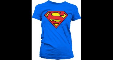 Superman Supergirl - Shield Dames T-shirt - blauw - XXL