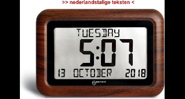 GEEMARC - VISO10 - Digitale kalender klok met dag / datum / tijdweergave - Houtlook