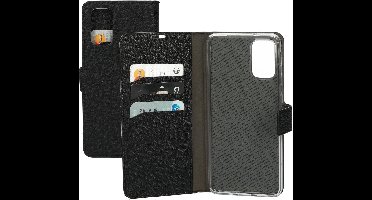 Mobiparts hoesje geschikt voor Samsung Galaxy S20 Plus - Saffiano Wallet/Portemonnee hoesje - Magneet Sluiting - 3 Opbergvakken - Zwart