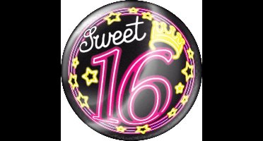 Paper Dreams Button Sweet 16 Neon 5,5 Cm Zwart