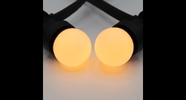 Lichtsnoer - 50 meter met 50 lampen - 1W lampen met melkwitte kap - kleur van kaarslicht (2000K)