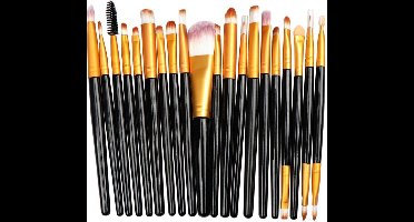20Stuks Make-Up Kwasten Set Zwart Goud Oogschaduw Foundation Poeder Eyeliner Wimper Lip Make Up Borstel Cosmetische beauty Tool Kit Hot