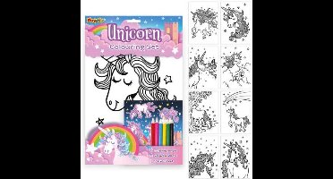 Unicorn kleurboek - 8 kleurplaten - Stickers - Potloden - Leuk voor de vakantie