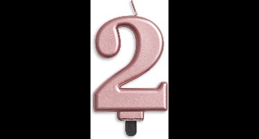 Globos Verjaardagskaars Cijfer 2 Wax 7,8 Cm Roségoud