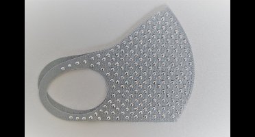 Comfort Face Mask grijs studs zilver 100% katoen - Mondmasker - Mondkapje - Herbruikbaar & wasbaar - UV protection - studs zilver