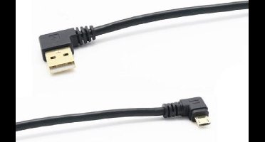 USB Micro B haaks naar USB-A haaks kabel - USB2.0 - tot 2A / zwart - 0,50 meter