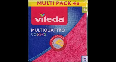 Vileda Sponsdoek - 36 x 34 cm - 4 stuks - super absorberend - 4 kleuren