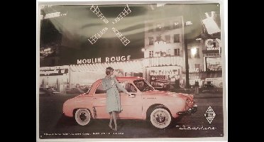 Renault Dauphine Moulin Rouge Reliëf Metalen Bord