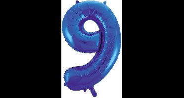 Blauwe folie ballon cijfer  9.