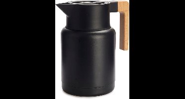Balvi Thermoskan 1,3 Liter Rvs/hout Zwart/naturel