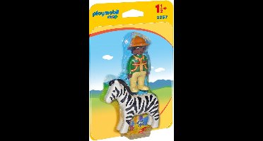 PLAYMOBIL  1.2.3 Verzorger met zebra - 9257