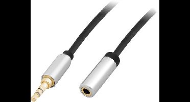 3,5 inch Jack Male naar 3,5 inch Jack Female Verlengkabel 1 meter Premium Afgeschermd - Zwart