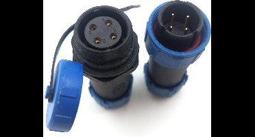 Male + Female - waterdichte kabelverbinder - 4 aderig - IP68