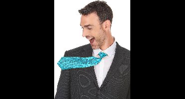 Vegaoo - Turkooisblauwe stropdas met lovertjes voor volwassenen