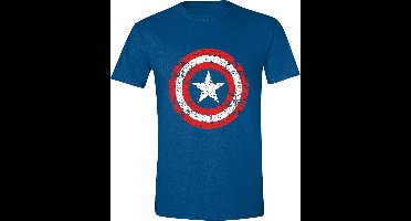 Captain America - Cracked Shield Men T-Shirt - Navy - XL