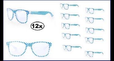 12x Bril geblokt blauw wit