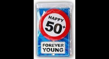 Verjaardagskaart met button 50 jaar