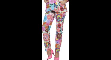 Hippie Kostuum | Spirit Flower Broek Multi Vrouw | Maat 36 | Carnaval kostuum | Verkleedkleding