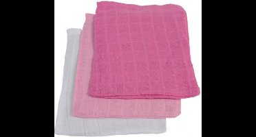 Hydrofiel washandje fuchsia/roze/wit (3pack)