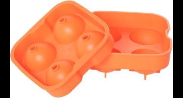 Cosy&Trendy IJsblokhouder - 4x XL ballen Ø 4,5 cm - silicone - Oranje