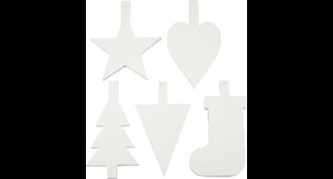 Kerst ornamenten h: 23 5-26 5 cm b: 15 5-20 5 cm wit 100stuks 400 gr