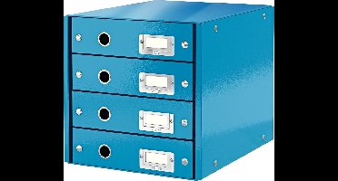 Leitz Wow Click & Store Ladekast Met 4 Laden - 81% Gerecycled Karton - Voor A4 Formaten - Ruimtebesparende Opberger - Blauw