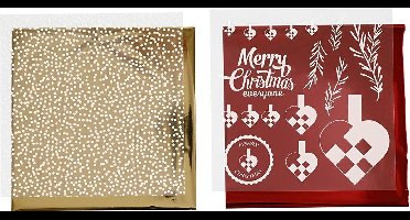 Deco folie en transfer vel, gevlochten harten, vel 15x15 cm, goud, rood, wit, 4 vel