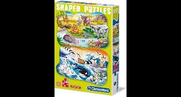 Clementoni Shaped puzzle - 2 puzzels van 60 stukjes - Afrika - Antartica