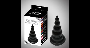 Power Escorts - Rocket Drill - Groot Formaat - Anal Plug - Enorme Plug - Mega Butt Plug - 7.3 Inch / 18.5 cm - BR105 - Zwart - Speeltje voor Mannen - gave Cadeaubox