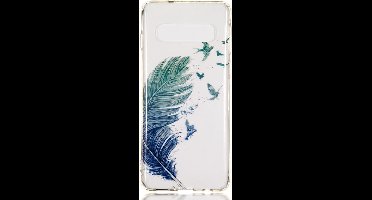 Shop4 - Geschikt voor Samsung Galaxy S10 Hoesje - Zachte Back Case Veren en Vogels