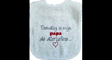 Witte slab met "Toevallig is mijn papa de allerliefste..."