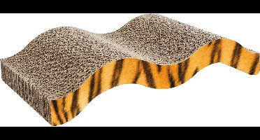 Flamingo Krabkarton "Mawimbi" – Bruin/Rosé/Zwart – 40,5 x 20 x 7,5 cm – Compact en Stijlvol Krabspeelgoed voor Katten