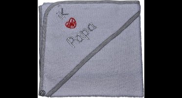 Badcape - Ik hou van papa wit/grijs/zilver