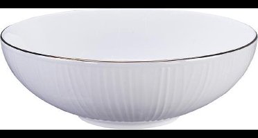 Tokyo Design Studio - Nippon White - Goude Rand Kom 19x5.5cm 780ml Lijnen Wit goud