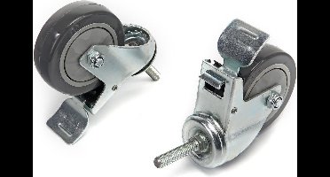 4 Stuks Profi 100 mm. Zwenkwiel met Draadeind en Rem