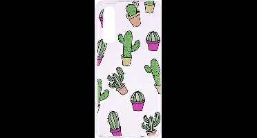 Shop4 - Huawei P30 Hoesje - Zachte Back Case Cactussen Transparant