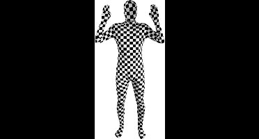 Morphsuit Volwassenen Geblokt Zwart/Wit - Maat XL